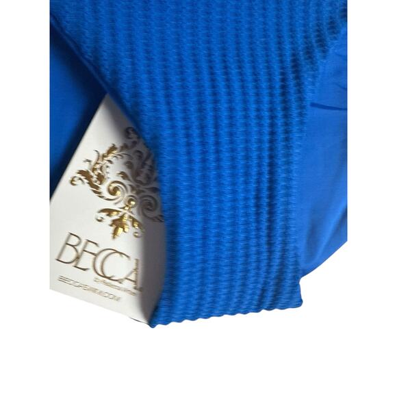 BECCA Blue Gracie O-Ring Sides Ribbed Hipster Bikini Swimsuit Bottoms Size Large - Picture 6 of 10